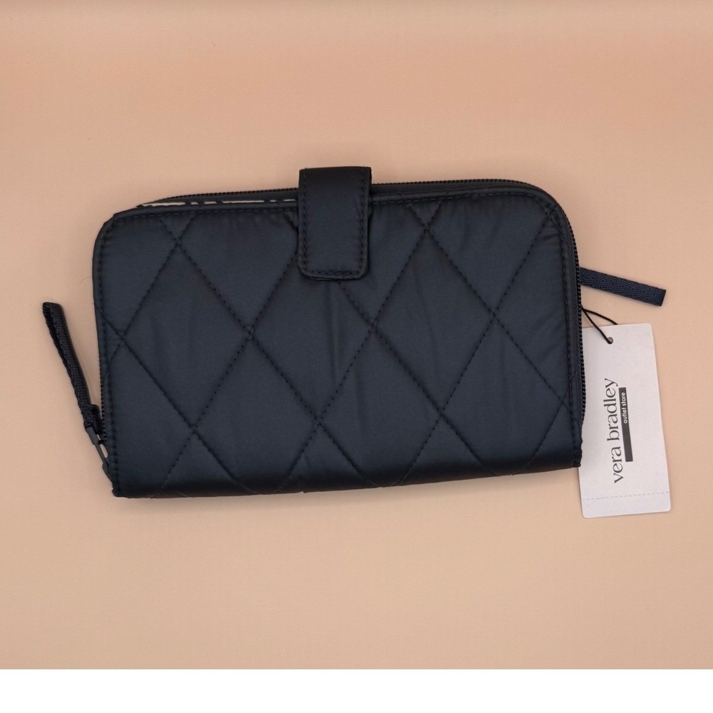 Vera Bradley Essential Tab Wallet Peacoat Ultralight Quilted Navy Blue New